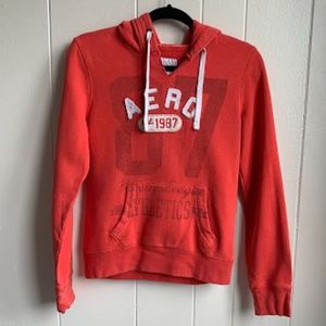 Aeropostale Orange Graphic Hoodie with Large Center Pocket
